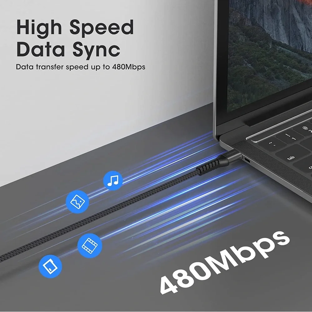 USB-C To USB-C Cable Haycide 100W Nylon Braided 5ft Fast Charging Data Cable New